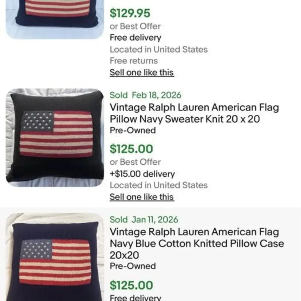 Vintage Polo Ralph Lauren American flag down pillow